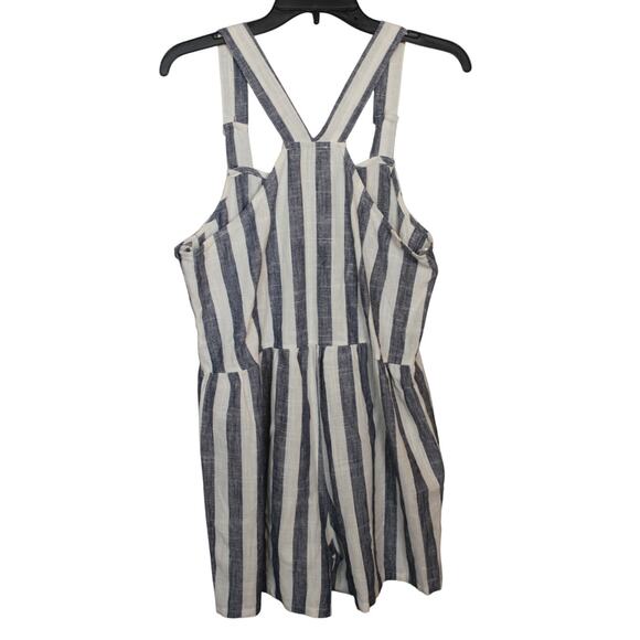 GeGio USA Womens Linen Blend Romper Size Small‎ Blue/White Stripe - Picture 2 of 7